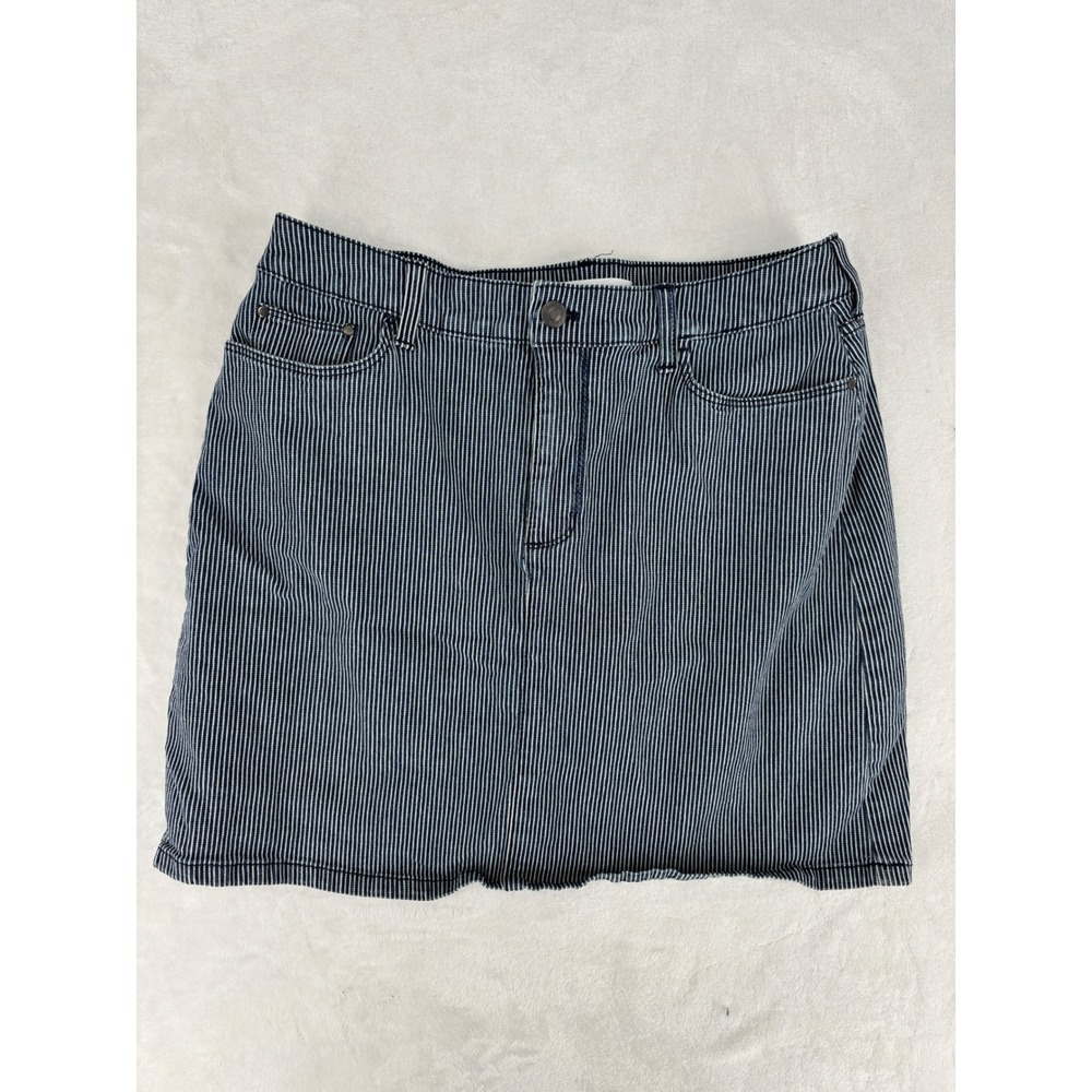 Croft & Barrow Pinstripe Denim Mini Skirt Womens Size 10 Blue White Nautical‎